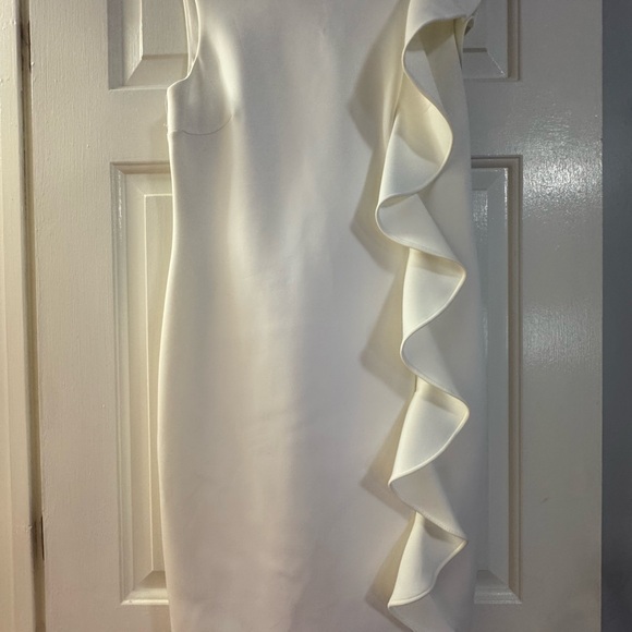 Elegant White Ruffle Dress - Picture 1 of 12